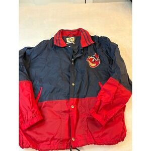 Vintage Cleveland Indians Baseball Jacket Mirage Men's XL Navy Red Snap Button
